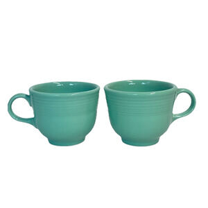 Vintage Fiesta Ware Homer Sea Mist Green 2pc Coffee Cups Mugs O Ring Lead Free